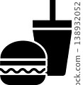 食品飲料圖示：漢堡和果汁 - 單色插圖素材 138932052
