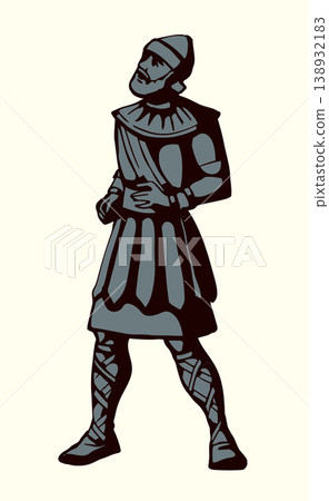Vector drawing. The king looks at the youths in the oven 138932183