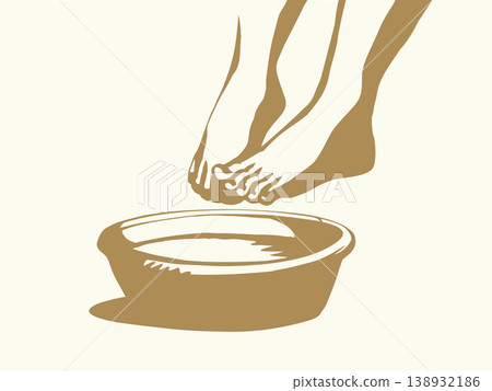 Vector drawing. Feet at the bowl 138932186