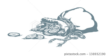 Vector drawing. Bag with coins Vector drawing. Bag with coins 138932190