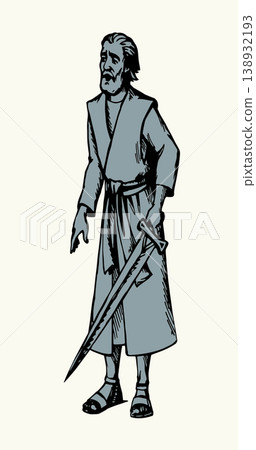 Vector drawing. Man with the sword 138932193