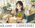 職場女性系列：辦公室女員工準備出貨包裹 138933081