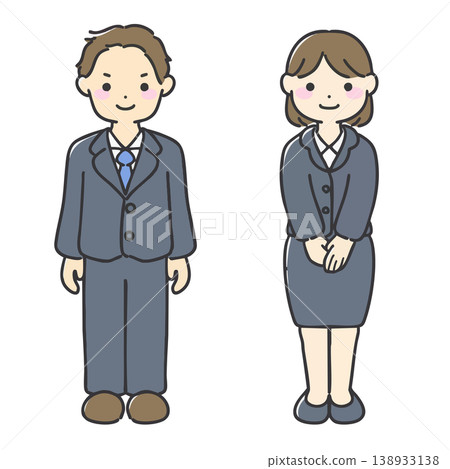 一組描繪身著西裝的男女勞動者的插圖。 138933138