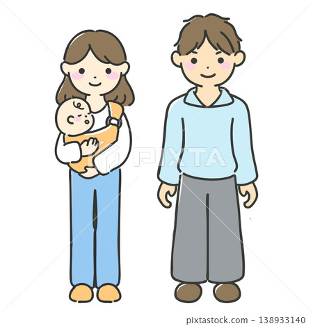 Illustration of a mother and father holding a baby | Couple, Family Illustration of a mother and father holding a baby | Couple, Family 138933140