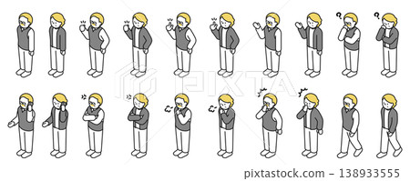 Isometric illustrations: Senior men and women in various poses Isometric illustrations: Senior men and women in various poses 138933555