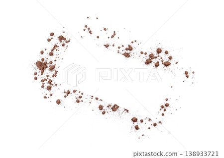 Heart shape made of cocoa powder on white background Heart shape made of cocoa powder on white background 138933721