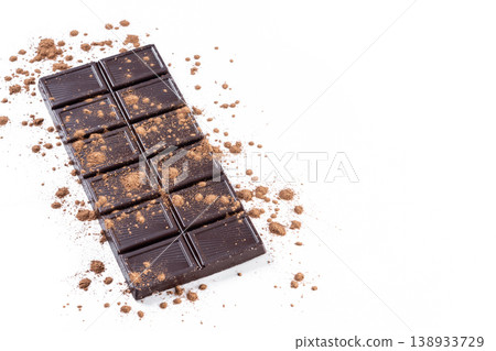 Milk chocolate bar with cocoa powder Milk chocolate bar with cocoa powder 138933729