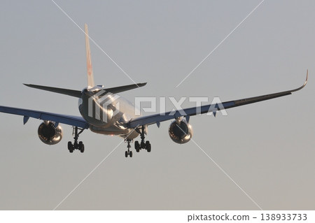 客機降落在羽田機場,飛機降落進場 客機降落在羽田機場,飛機降落進場 138933733