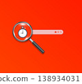 Search Time Management Concept with Stopwatch Magnifying Glass Vector 138934031