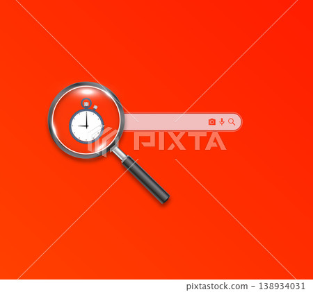 Search Time Management Concept with Stopwatch Magnifying Glass Vector 138934031