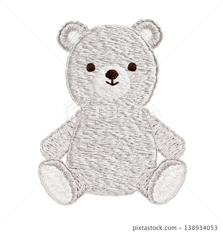 [Polar bear] Hand-embroidered illustration material 138934053
