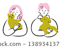 Illustration of a person holding a pet 138934137