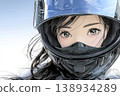 女騎士戴著全罩式安全帽的臉部特寫。 138934289