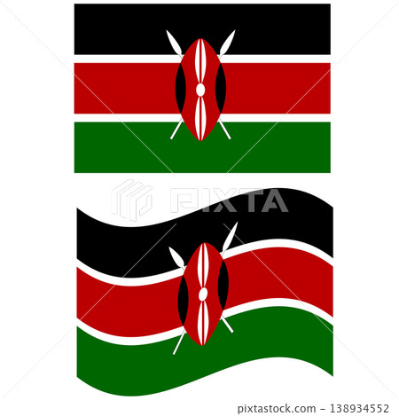 Flag of Kenya. National Kenya flag icon. Waving flag of Kenya. flat style. 138934552