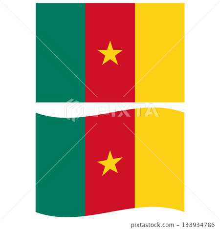Flag of Cameroon. National Cameroon flag icon. Waving flag of Cameroon. flat style. Flag of Cameroon. National Cameroon flag icon. Waving flag of Cameroon. flat style. 138934786