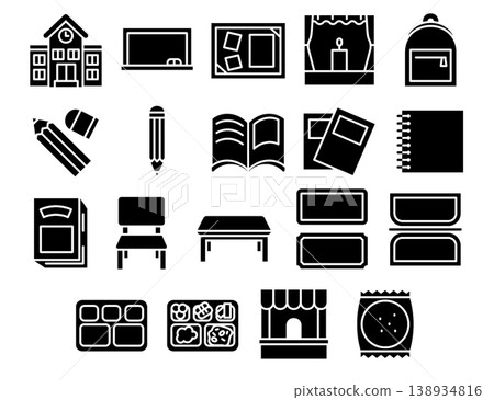 School Life Icon Set - Glyph School Life Icon Set - Glyph 138934816