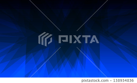 Abstract geometric background with sharp blue triangular shapes. Modern design featuring jagged shards and light rays on a dark gradient for a dynamic and aggressive look. Abstract geometric background with sharp blue triangular shapes. Modern design featuring jagged shards and light rays on a dark gradient for a dynamic and aggressive look. 138934836