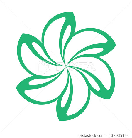 green abstract floral petals graphic icon on white background green abstract floral petals graphic icon on white background 138935394