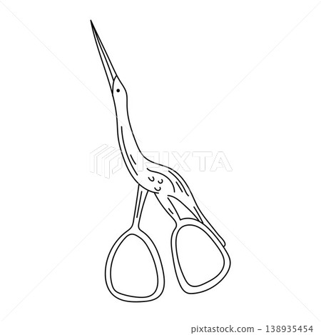 Black and white bird shaped embroidery scissors. Cute sewing item. 138935454