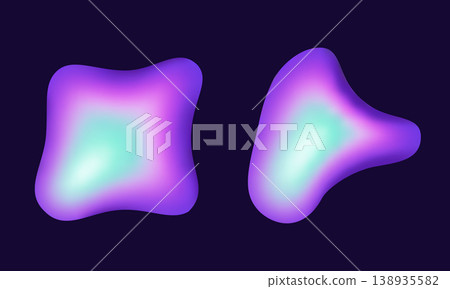 Vibrant abstract shapes glow softly against deep purple backdrop Vibrant abstract shapes glow softly against deep purple backdrop 138935582