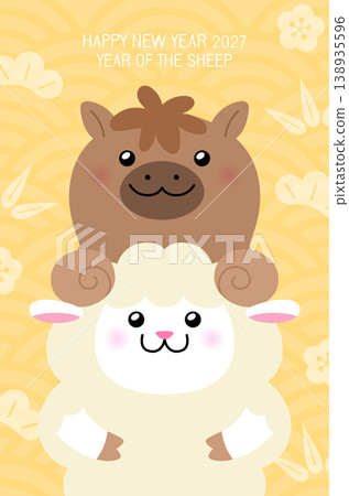 Zodiac sheep and zodiac horse card poster 138935596
