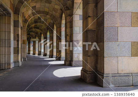 Arcade corridor archways gallery way around Congress Hall Kongresshalle building 138935640