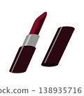 Open burgundy lipstick with cap minimal flat cosmetic illustration isolated on white background for beauty branding 138935716