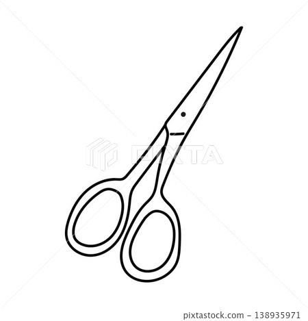 Cute black and white sewing scissors icon. Tailoring tool illustration. Cute black and white sewing scissors icon. Tailoring tool illustration. 138935971