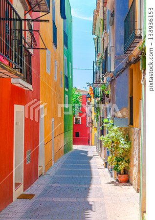 Villajoyosa old town with typical colorful houses buildings 138936153