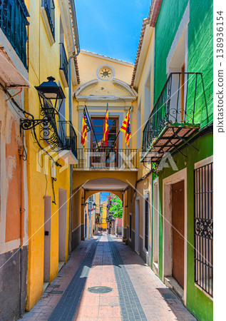 Villajoyosa old town with typical colorful houses buildings Villajoyosa old town with typical colorful houses buildings 138936154