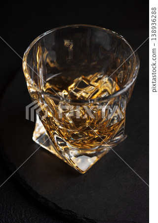 Whiskey Glass with Ice. Sophisticated Bar Ambience Whiskey Glass with Ice. Sophisticated Bar Ambience 138936288