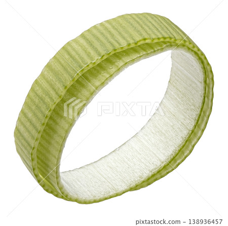 Sliced leek, chopped green onion isolated on white background, full depth of field Sliced leek, chopped green onion isolated on white background, full depth of field 138936457