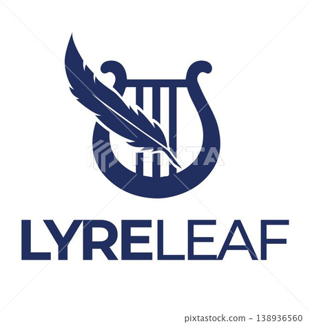 Elegant lyre and feather logo 138936560