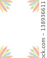 Transparent colored pencil corner frame template for kids with pastel pencil clusters for printable stationery labels banners and classroom decor png layout. Back to school. Copy space. Hand drawn 138936611