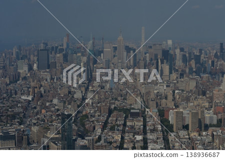 Overhead Perspective Illustrating Structured Grid And Layered Architecture Of Manhattan. New York Overhead Perspective Illustrating Structured Grid And Layered Architecture Of Manhattan. New York 138936687
