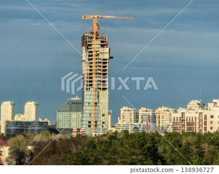 Modern Skyscraper Building Construction Site 138936727