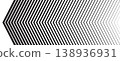 Repeated left sided chevron arrows with different thickness and fade effect. Forward, fast, speed or motion background. Abstract striped gradation print. Vector graphic illustration 138936931