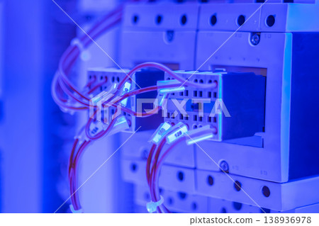 Contactor for switching electrical power circuit with blue illumination Contactor for switching electrical power circuit with blue illumination 138936978