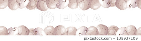 Seamless border of white mushrooms Seamless border of white mushrooms 138937109