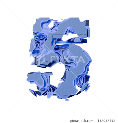 Blue organic layered holes font Number 5 FIVE 3D Blue organic layered holes font Number 5 FIVE 3D 138937158