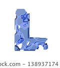 Blue organic layered holes font Letter L 3D 138937174