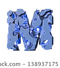 Blue organic layered holes font Letter M 3D 138937175