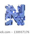 Blue organic layered holes font Letter N 3D 138937176