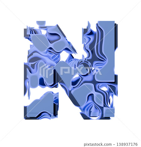 Blue organic layered holes font Letter N 3D Blue organic layered holes font Letter N 3D 138937176