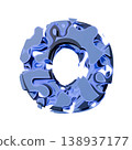 Blue organic layered holes font Letter O 3D 138937177