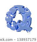 Blue organic layered holes font Letter Q 3D 138937179