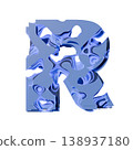 Blue organic layered holes font Letter R 3D 138937180