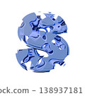Blue organic layered holes font Letter S 3D 138937181