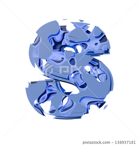 Blue organic layered holes font Letter S 3D 138937181