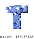 Blue organic layered holes font Letter T 3D 138937182